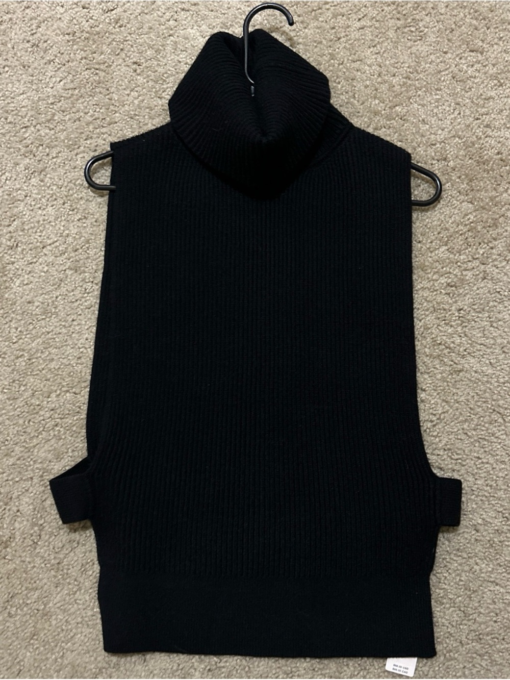 Anthropologie Apron Ribbed Sweater Vest Turtleneck Black NWT One Size